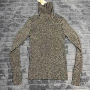 Alex Marie Ingrid Turtleneck Sweater Black Gold Metallic Ribbed Knit 9210M514 S